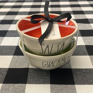 Rae Dunn Salsa and Guacamole Bowl Set with Red and Green Interiors